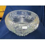 A large heavy cut glass bowl