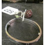 A Garnet ring, another style bracelet and opal ring
