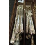 Six silver (London 1896) dessert knives and forks