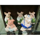 Three Wade NatWest school girl pigs, school boy and baby