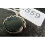 A bloodstone and agate fob