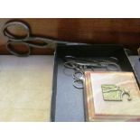 Vintage scissors and a box