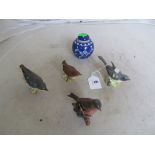 Four Beswick birds and a small ginger jar