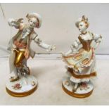 A pair of late 19th Century porcelain figures gallant and lady