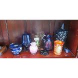 Various blue and other glass.