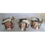 Three Doulton character jugs Athos, Aramis and Porthos