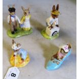 A Royal Doulton Bunnykins 'Jack and Jill', 'Ice Cream Bunnykins', 'Seaside Bunnykins' and a