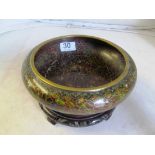 A cloisonné bowl on stand