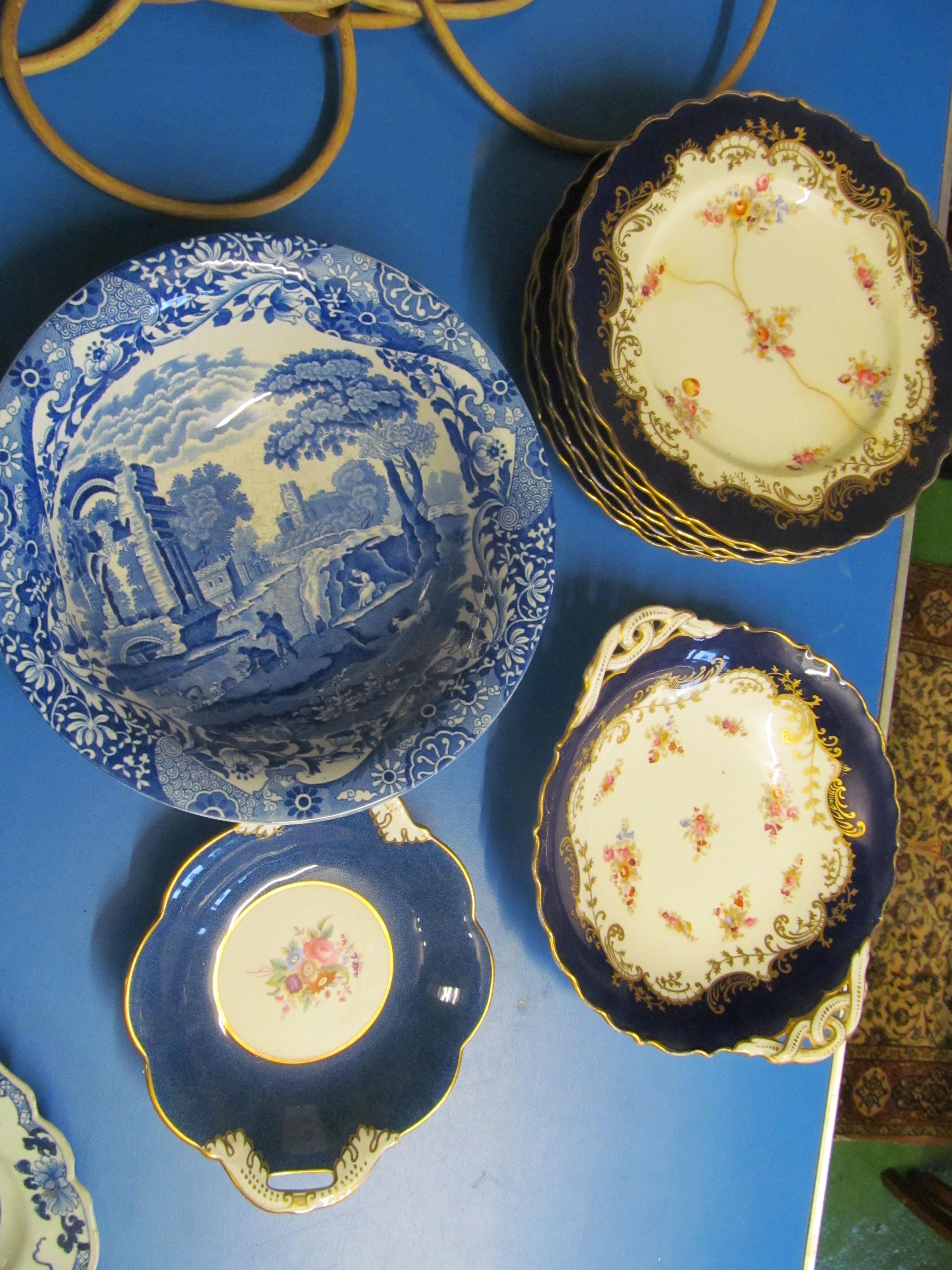 Seven Coalport plates(s/a/f), two dishes and a Copeland bowl