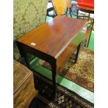 A George III mahogany Pembroke table with rectangular flaps and frieze drawer, on chamfered square