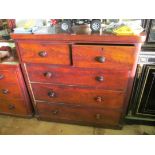 A Victorian mahogany chest of two short and three long drawers