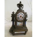 A 19th Century French mantel clock enamel dial and plaques