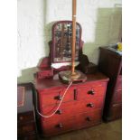 A Victorian mahogany dressing table with swing mirror over drawers