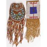 TWO BEADED HIDE BAGS