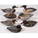 A GROUP OF SEVEN CARVED WOOD DUCK DECOYS