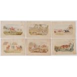 BRITISH FOX HUNT WATERCOLORS, E. COOPER 1820