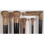 FIVE VICTORIAN WALKING STICKS, C. 1900