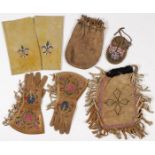 A GROUP OF BEADED HIDE ITEMS, C. 1880-1910