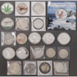 21 FOREIGN SILVER COMMEMORATIVES