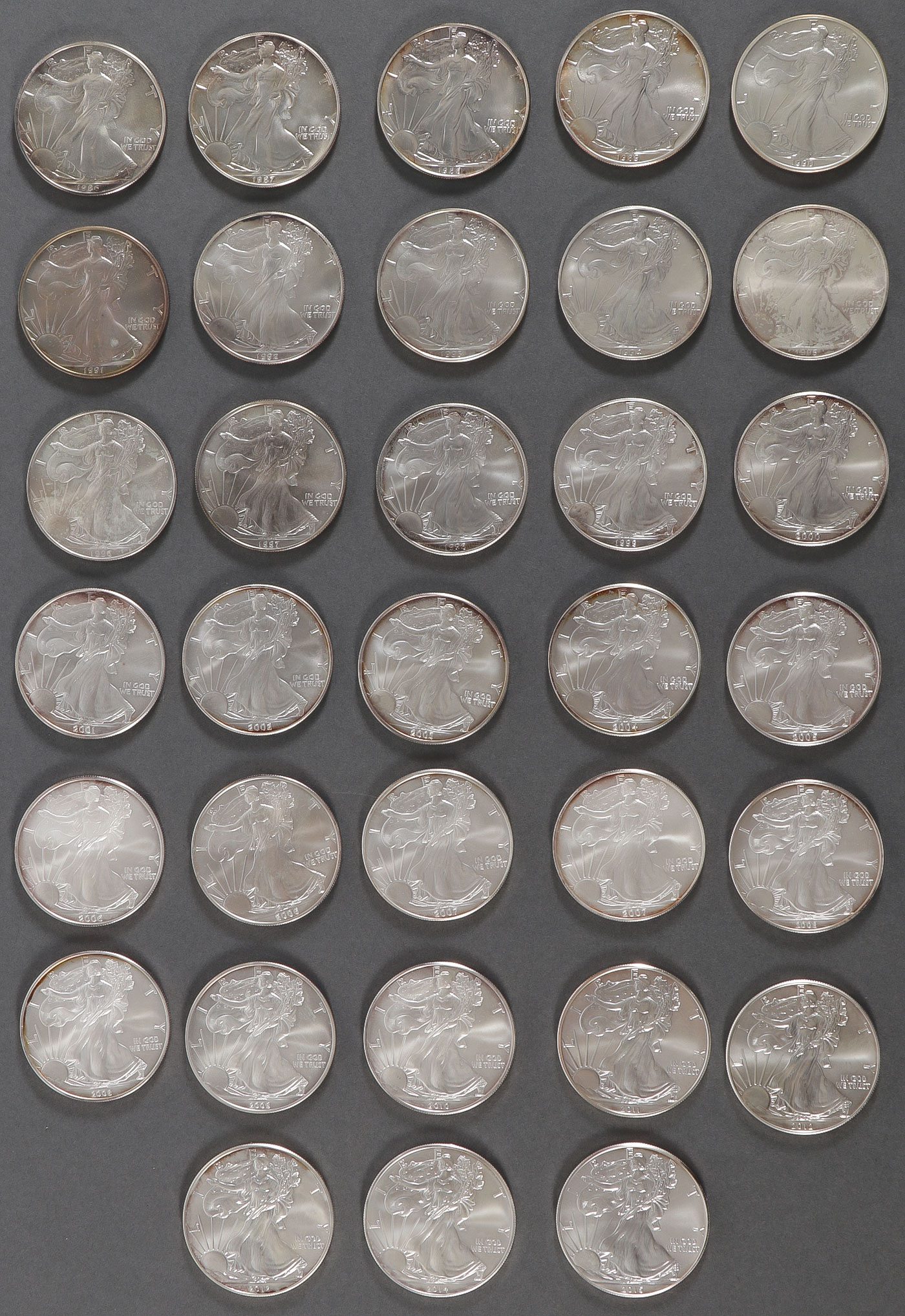 33 AMERICAN EAGLE SILVER DOLLARS