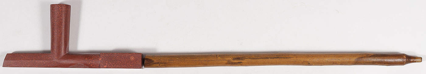 A CATLINITE BOWL AND WOOD STEM, 19TH C