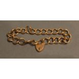 A 9ct. Gold Curb Link Bracelet With Padlock Clasp, 12.3g