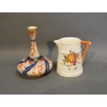 A Macintyre Bottle Neck Vase, 15cm tall, together with a Royal Worcester Jug in the form of a barrel