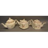 An Early 19th Century Newhall Teapot Of Shaped Ribbed Form, together with two other similar