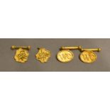 A Pair Of Chinese 18ct. Gold Cufflinks, 4.6g, together with a similar pair of high grade gold