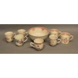 A Group Of Seven 18th Century English Porcelain Coffee Cans, together with a similar bowl