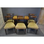 A Set Of Five 19th Century Mahogany Dining Chairs with spindle backs above stuff over seats,