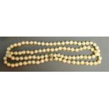 A Double Cultured Pearl Necklace With A 14ct. Gold Diamond Set Clasp