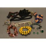 A Green Stone Set Ring Together With Other Items Of Jewellery, to include necklaces, bracelets and