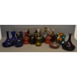 Two 19th Century Blue Glass Decanters, together with a collection of coloured glassware