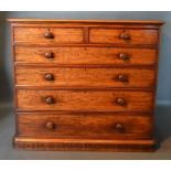 A Victorian Plum Mahogany Large Chest By Heal & Son London, the moulded top above two short and four