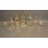Two Regency Glass Decanters With Gilded Decoration, five other similar decanters and a collection of