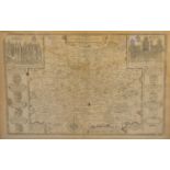 A 17th Century Map Of Surrey Described And Divided Into Hundreds By John Speede, 1610, 43cm by 56cm