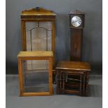 An Early 20th Century Oak Grandmother Clock, together with a nest of three oak occasional tables and