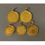 A Group Of Five 18ct. Gold Medallions Relating To Hankow Golf Club, Shanghai, 50.5g