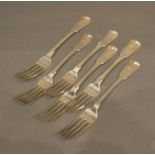 A Set Of Six George IV Scottish Silver Table Forks With Fiddle Pattern Handles, Edinburgh 1825,