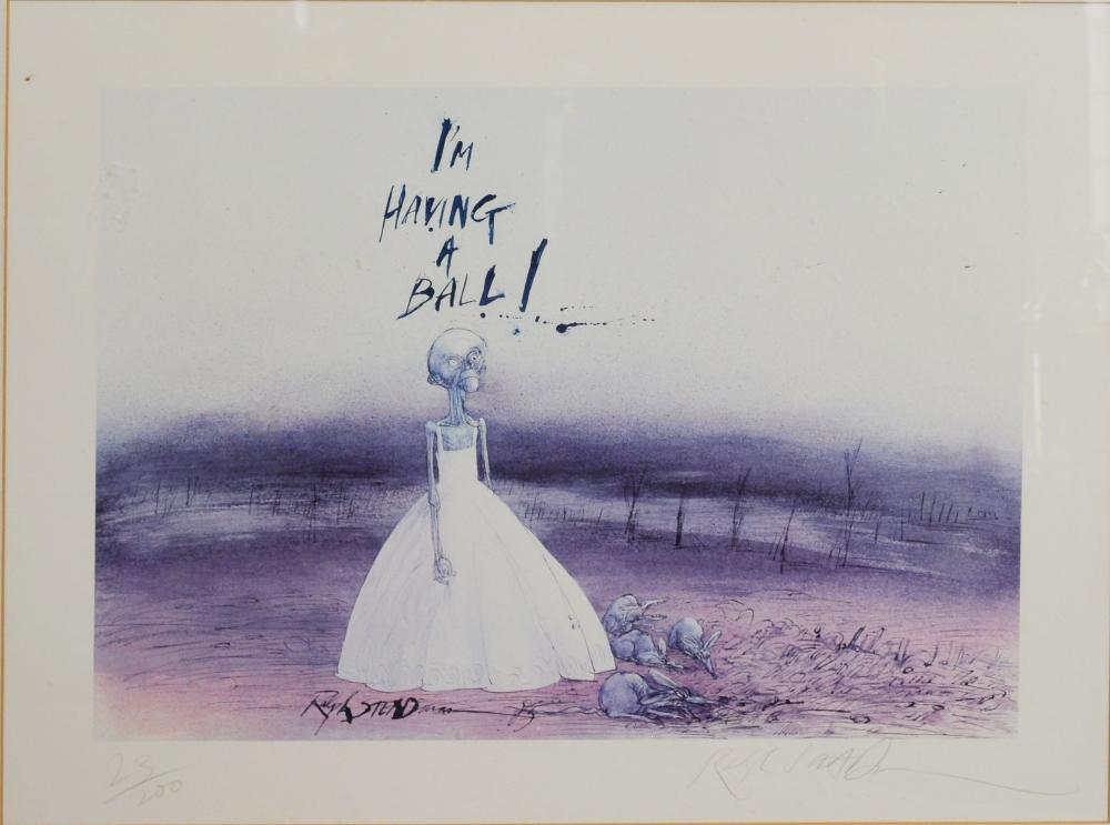 Ralph Idris Steadman 1936 Onwards, I Am Having A Ball Lithograph, limited edition 23/200 signed in