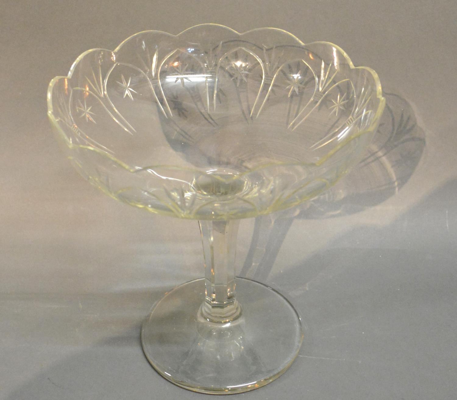 A Cut Glass Table Centre With Pedestal Base, 25cm Diameter