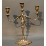 A Birmingham Silver Three Branch Candelabrum With Shaped Arms And Shaped Base, 39cm tall