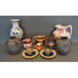 A Group Of Three Sunderland Lustre Jugs, together with various other ceramics