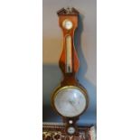 A 19th Century Mahogany Wheel Barometer Thermometer by Bellatti, Grantham with Ivory Vernier, 104