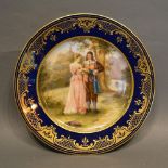 A Vienna Porcelain Cabinet Plate, Hand painted With A Courting Couple and signed A Heer, within a