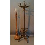 A Bentwood Hat And Coat Stand Together With A 20th Century Mahogany Lamp Standard