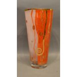 A Goebels Glass Vase by Gustav Klimt with stylised decoration, 32 cms tall