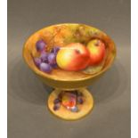 A Royal Worcester Pedestal Bowl Decorated By Horace Price with apples, grapes and blackberries and