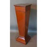An Edwardian Mahogany Inlaid Torchere Of Square Tapering Form with platform base, 107cm tall